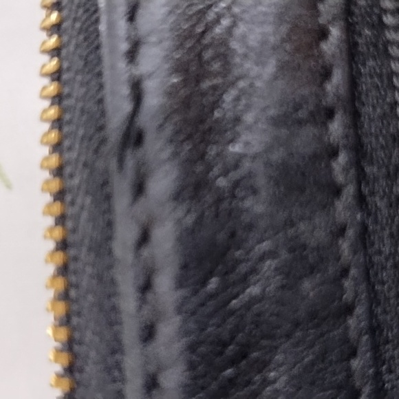 COACH Madison Pleated Wristlet Wallet Black Smooth Leather Patent Snake Trim - Picture 8 of 10